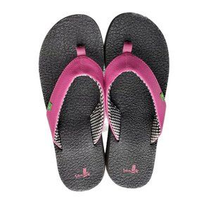 NEW Sanuk Yoga Mat Sandals, Pink w/black & white gingham facing, size 10